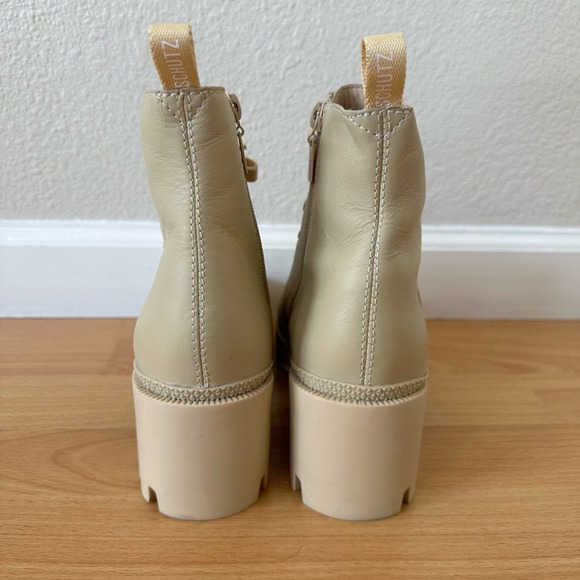 Schutz Xayane Womens Boot Lace up Combat Style Block Heel Almond Cream Size 8B - Picture 4 of 11